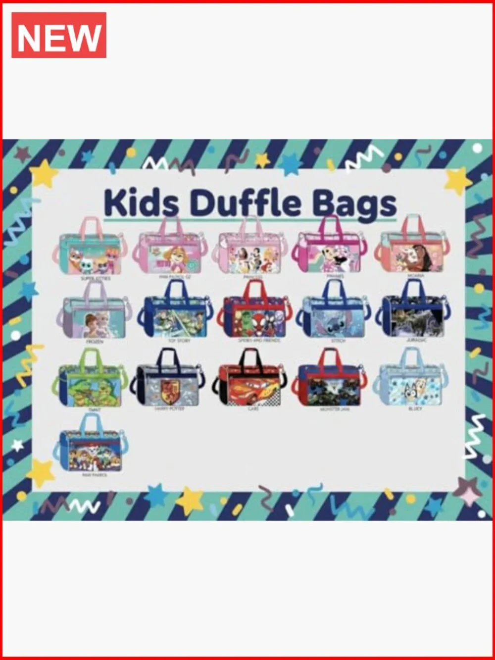 Kids Duffle Bag with Zipper Pocket, Mesh Sides & Strap - Travel & Sports